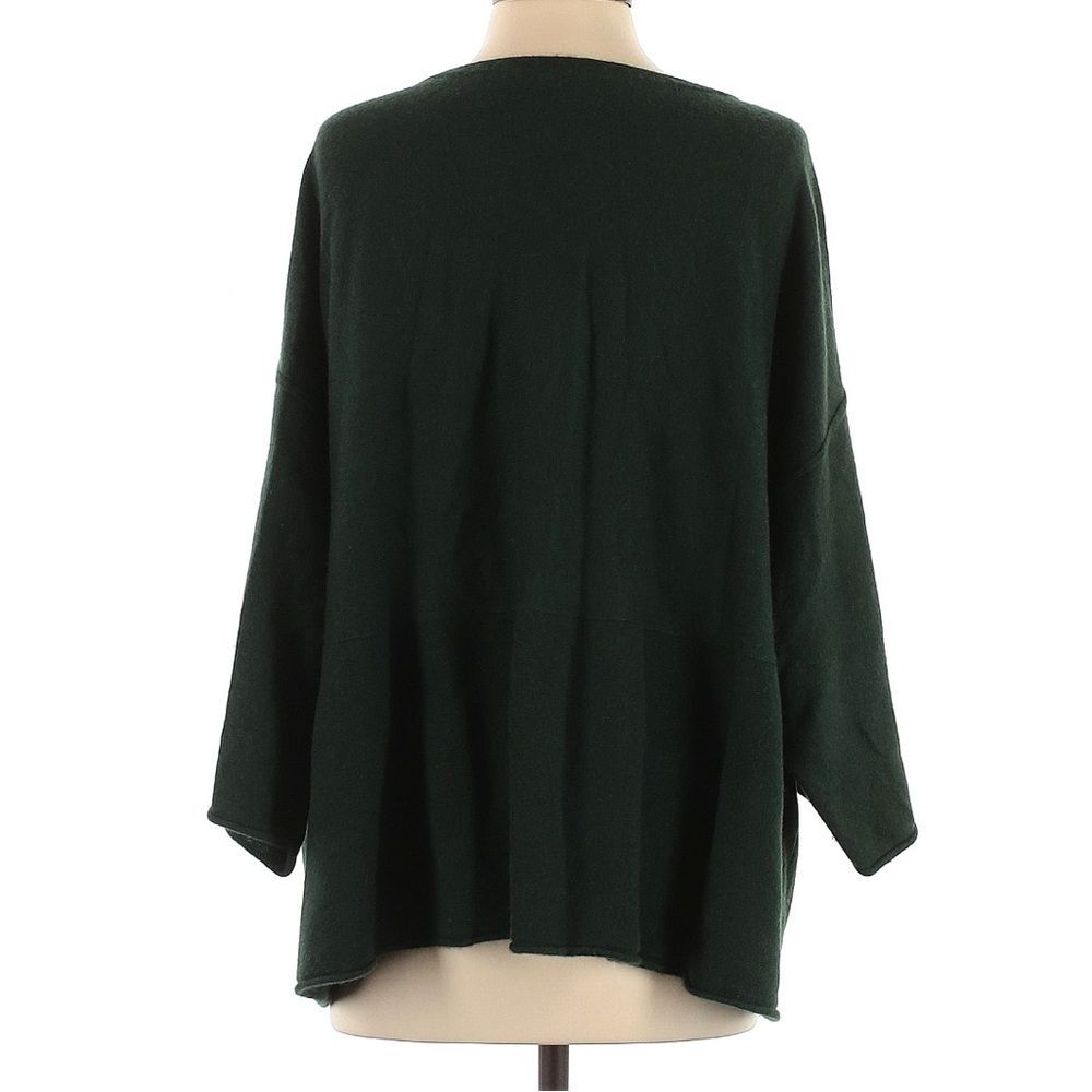 Zoe Couture Boxy Sweater Oversized Poncho Cashmere Forest Green Small - Picture 3 of 9